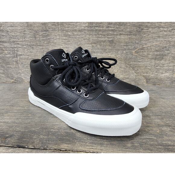 Sperry Soletide Mid Seacycled Black Sneakers Size 8 Womens - Picture 1 of 10